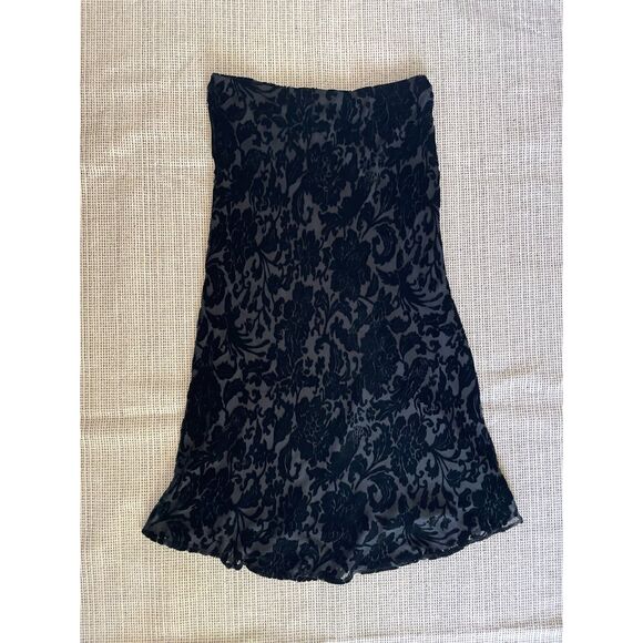 Womens Skirt Sz 14 Black Burnout Velvet Floral Silk Blend Y2K Gothic Boho - Picture 2 of 4